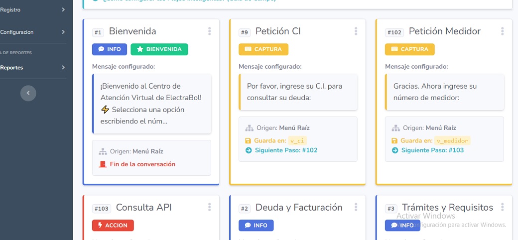 Configuración de Flujos Chatbot